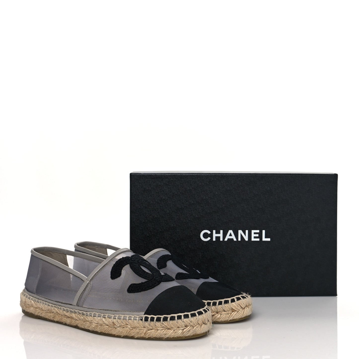 Mesh Grosgrain CC Espadrilles 40 Grey