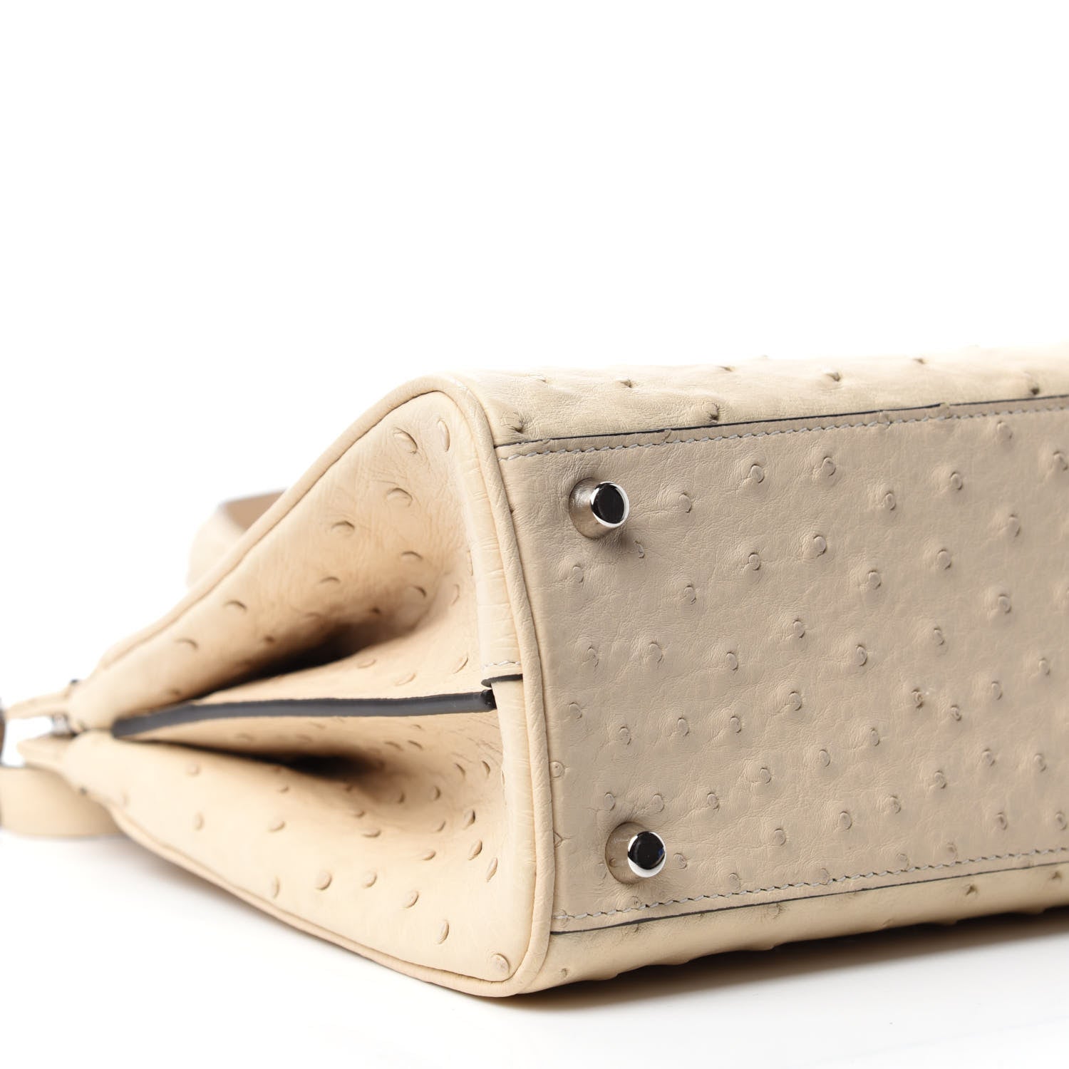 Gucci Ostrich Small Zumi Top Handle Bag Ivory 6 of 10