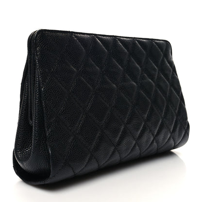 Chanel Caviar Quilted CC Clutch Pochette Black 3 of 10