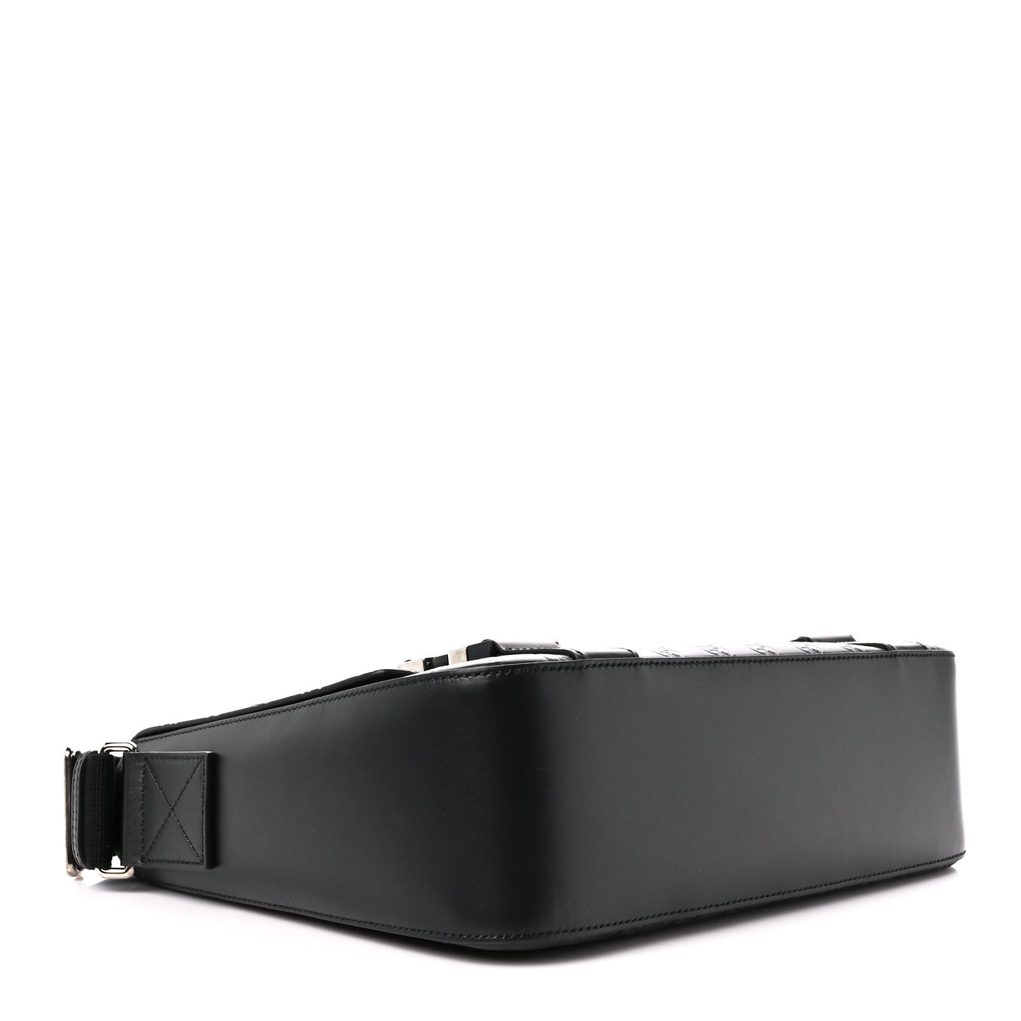 Guccissima Signature Medium Double Buckle Flap Messenger Bag Black