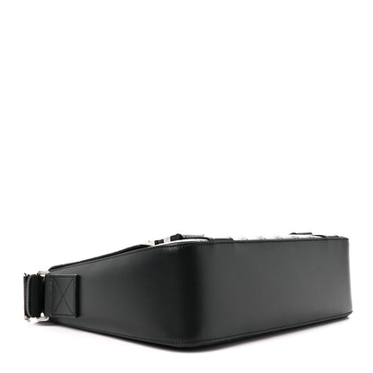 Gucci Guccissima Signature Medium Double Buckle Flap Messenger Bag Black 4 of 11
