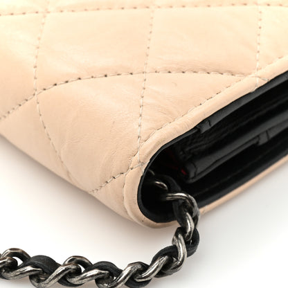 Chanel Aged Calfskin Quilted Gabrielle Wallet On Chain WOC Beige Black 15 of 18