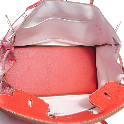 Hermes Taurillon Clemence Eclat Birkin 40 Sanguine White 6 of 20