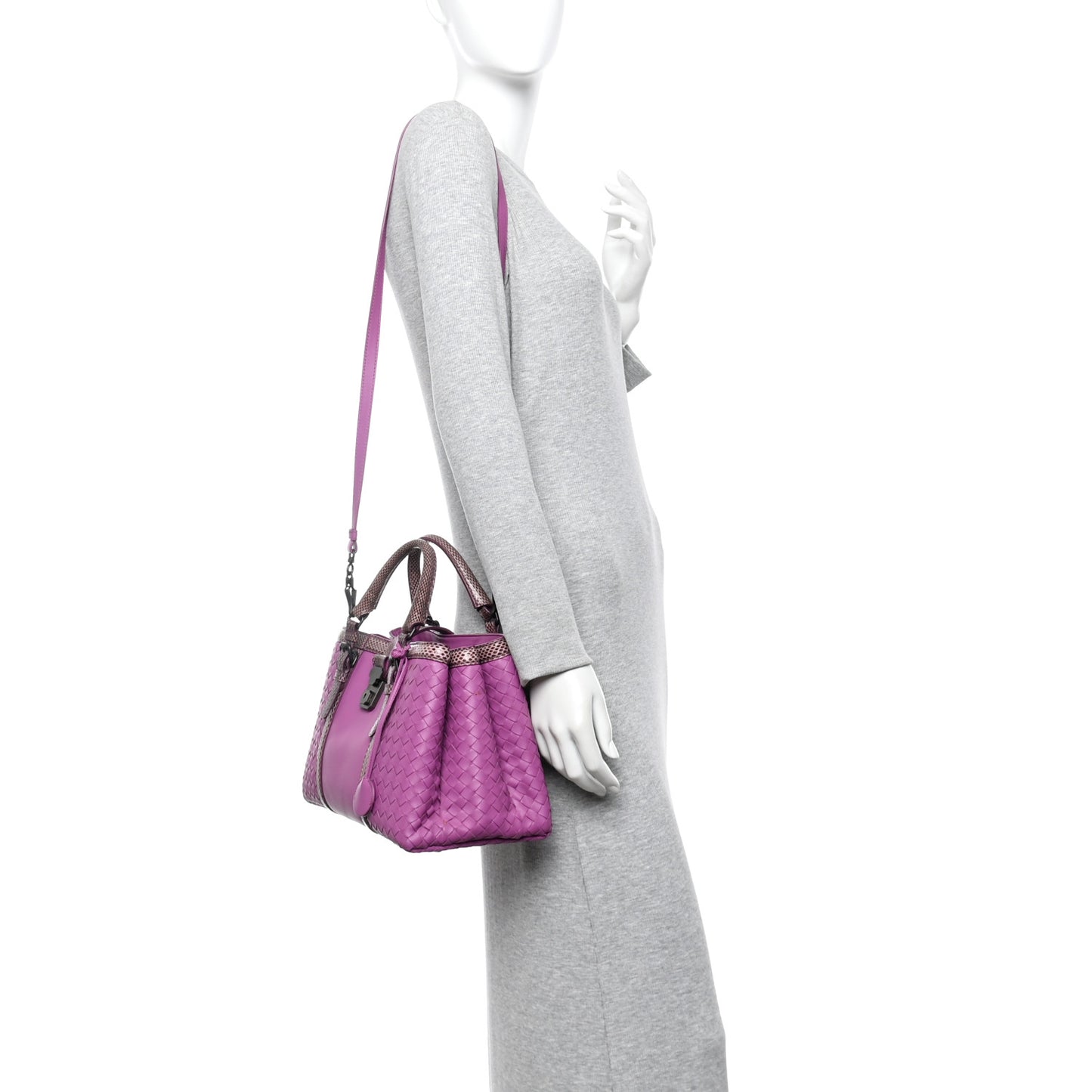 Calfskin Snakeskin Intrecciato Small Roma Ametiste