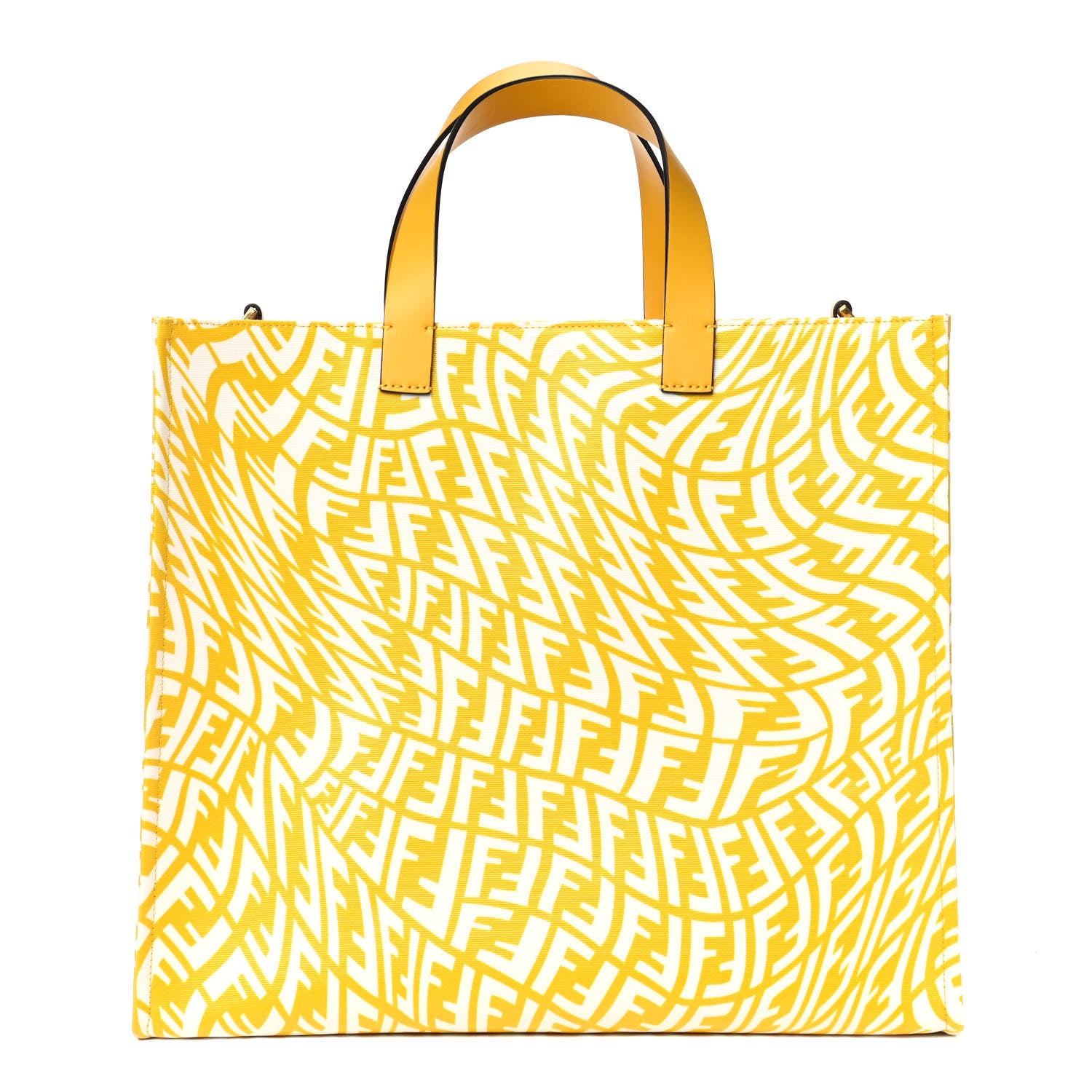 Fendi X SARAH COLEMAN Glazed Canvas Vitello King FF Vertigo Shopping Tote Bag Mimosa White 1 of 4