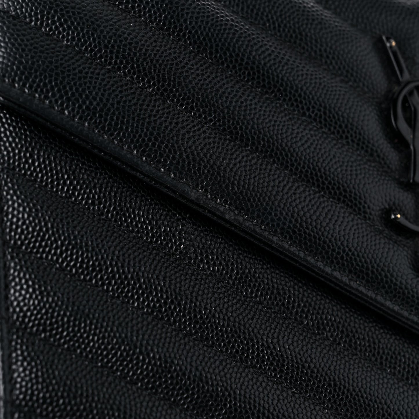 Grain De Poudre Matelasse Chevron Monogram Chain Wallet Black