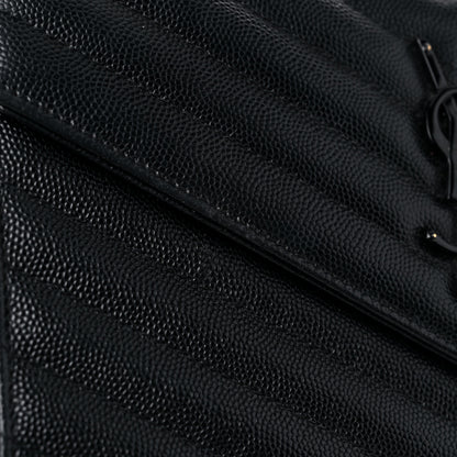 Saint Laurent Grain De Poudre Matelasse Chevron Monogram Chain Wallet Black 12 of 19