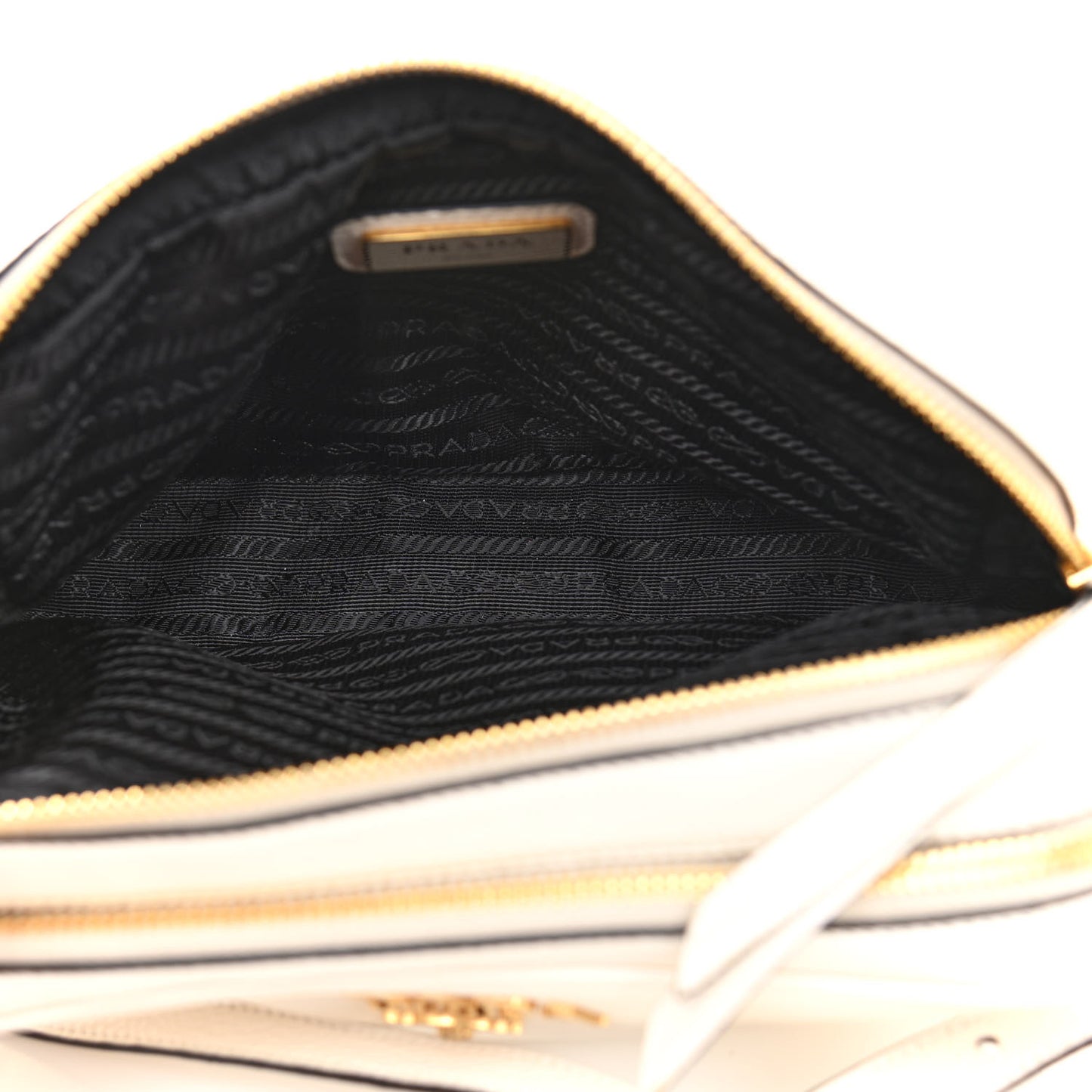 Vitello Daino Medium Double Zip Shoulder Bag White