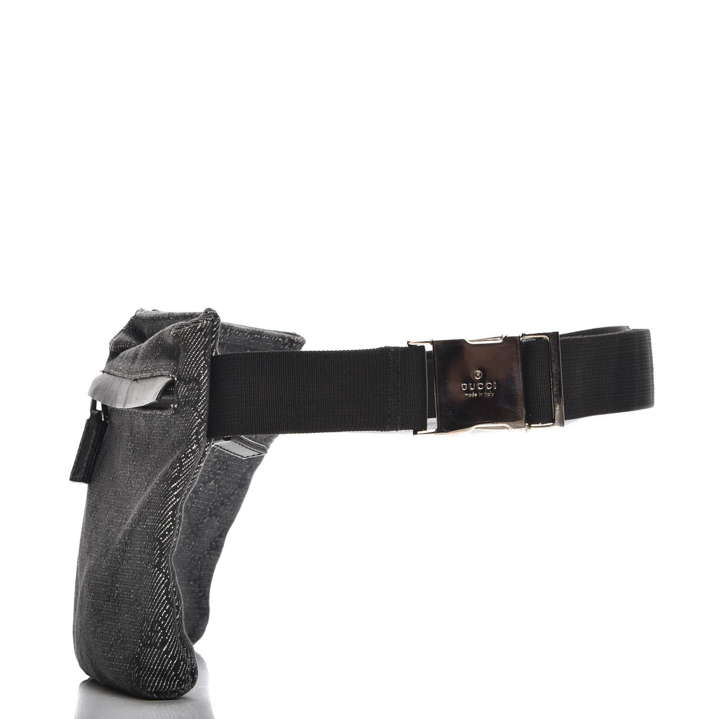 Denim Monogram Double Pocket Belt Bag Black
