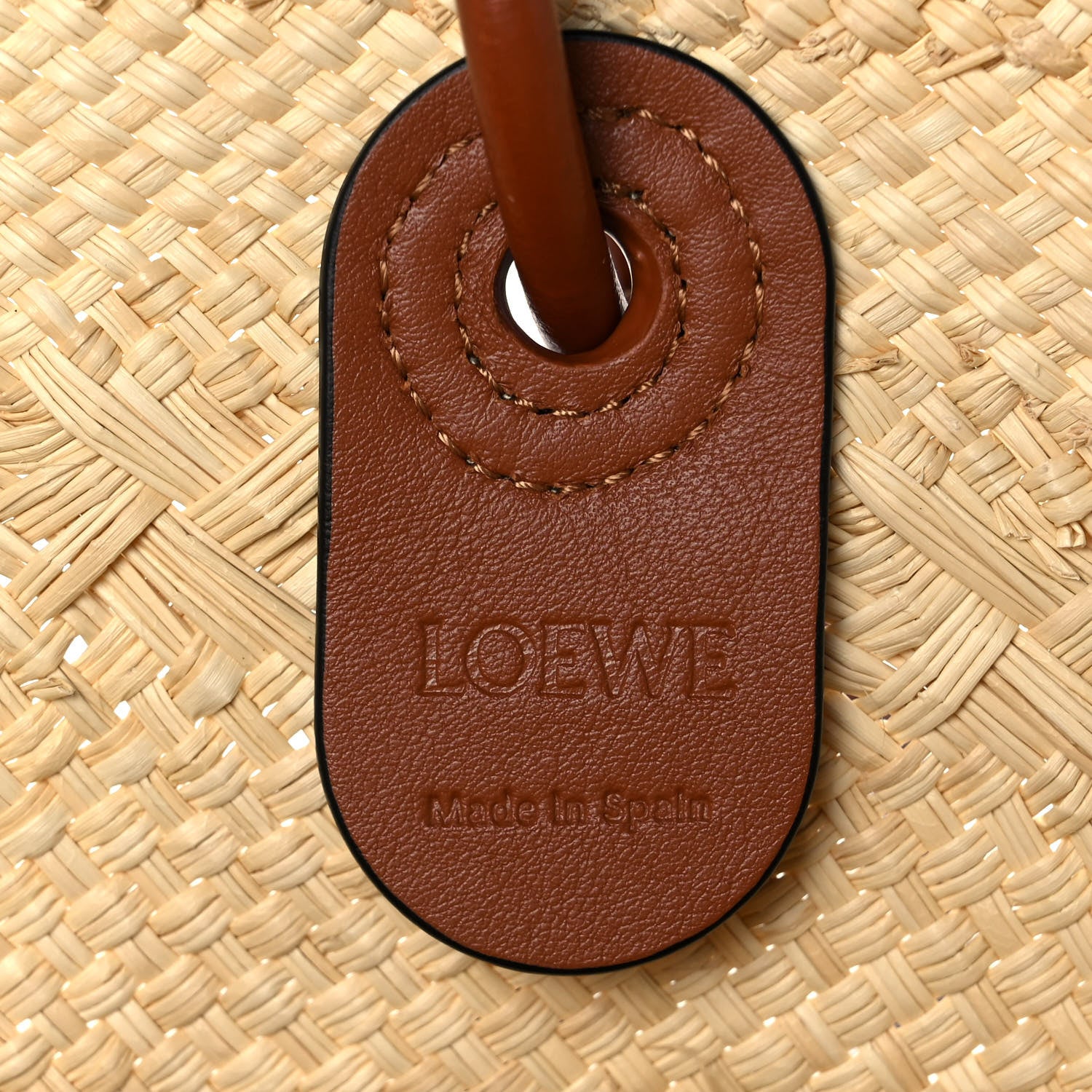 Loewe Iraca Palm Calfskin Medium Anagram Basket Bag Natural Tan 6 of 8