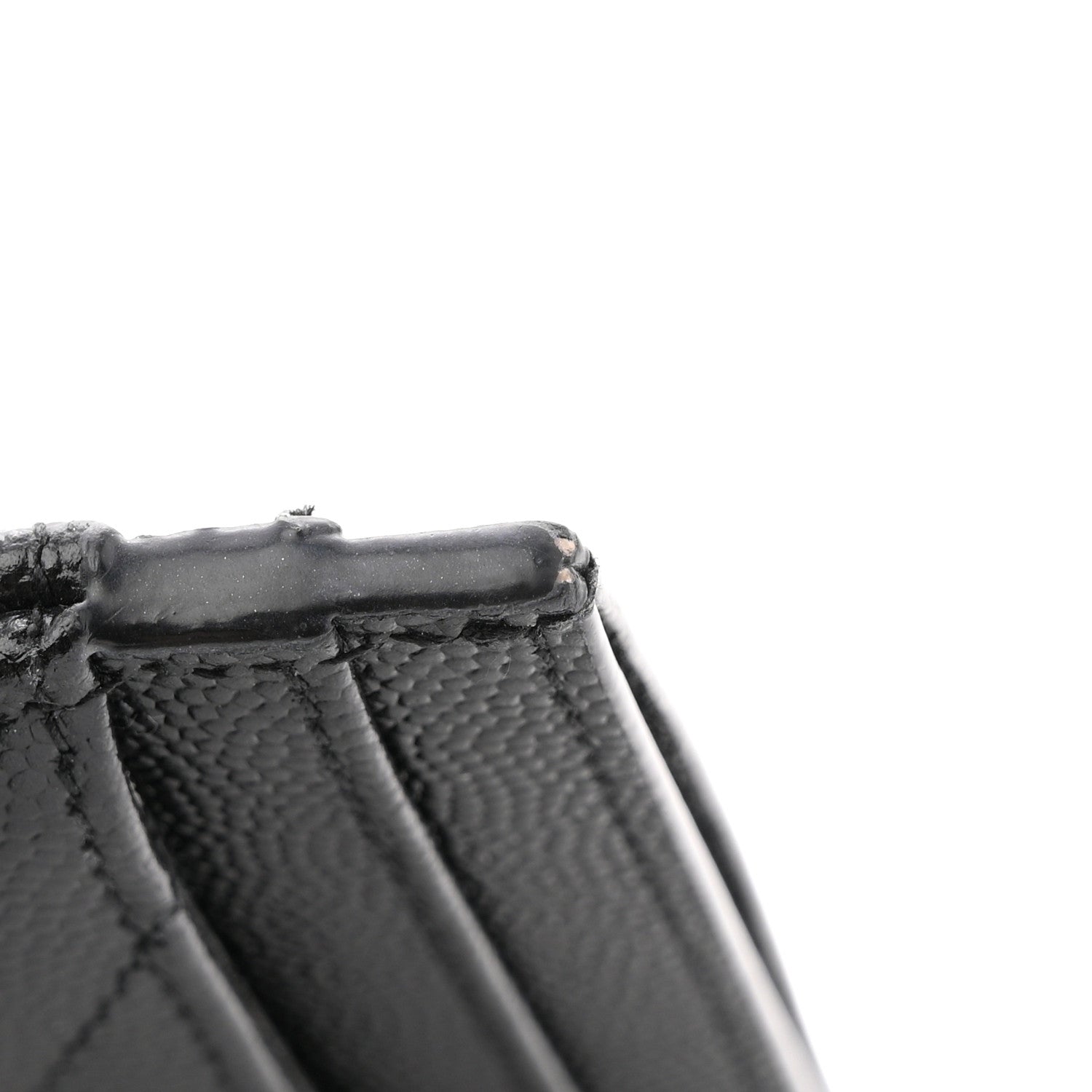 Saint Laurent Grain De Poudre Matelasse Chevron Monogram Credit Card Case Black 8 of 8
