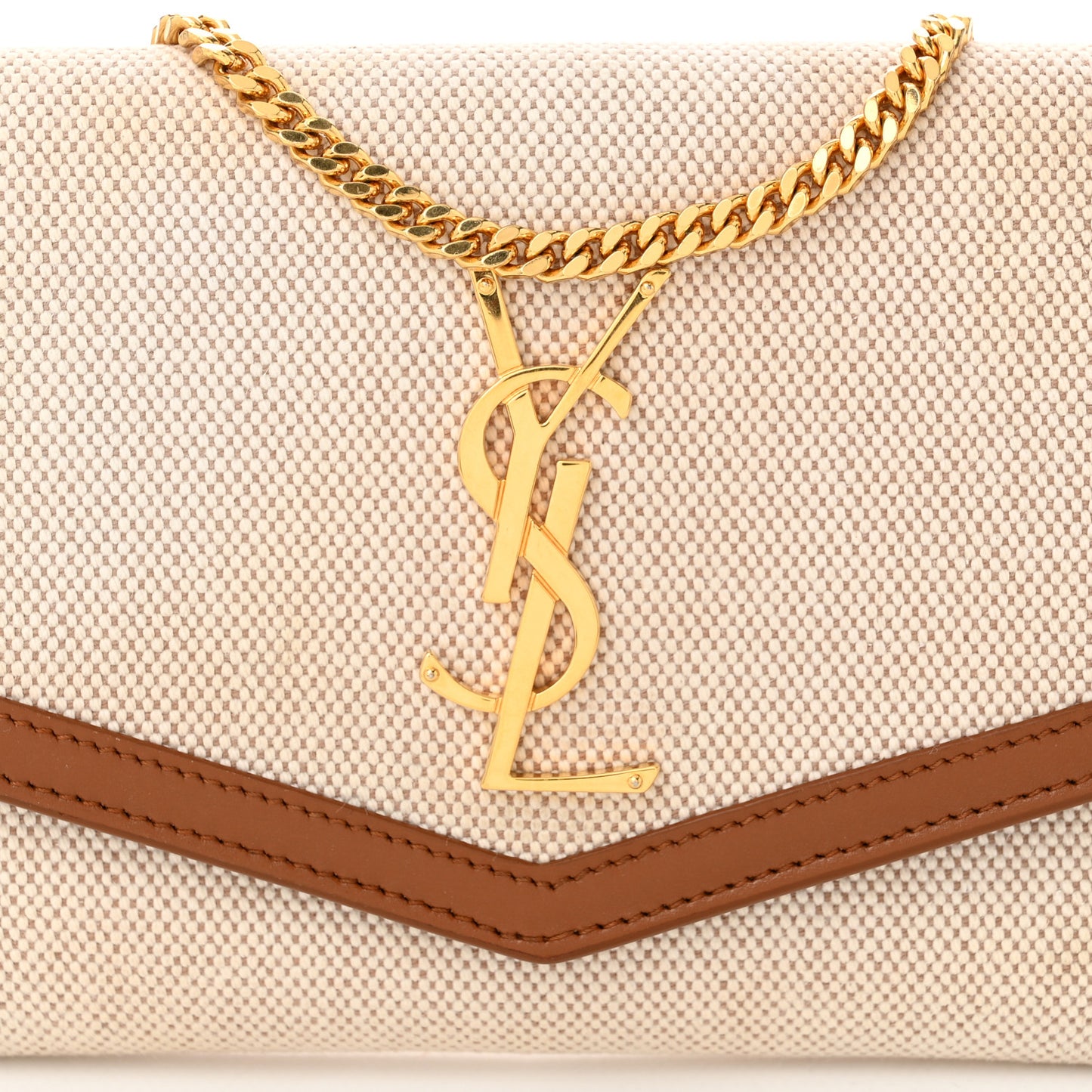 Micro Raffia Monogram Uptown Chain Wallet Natural Hay Brick