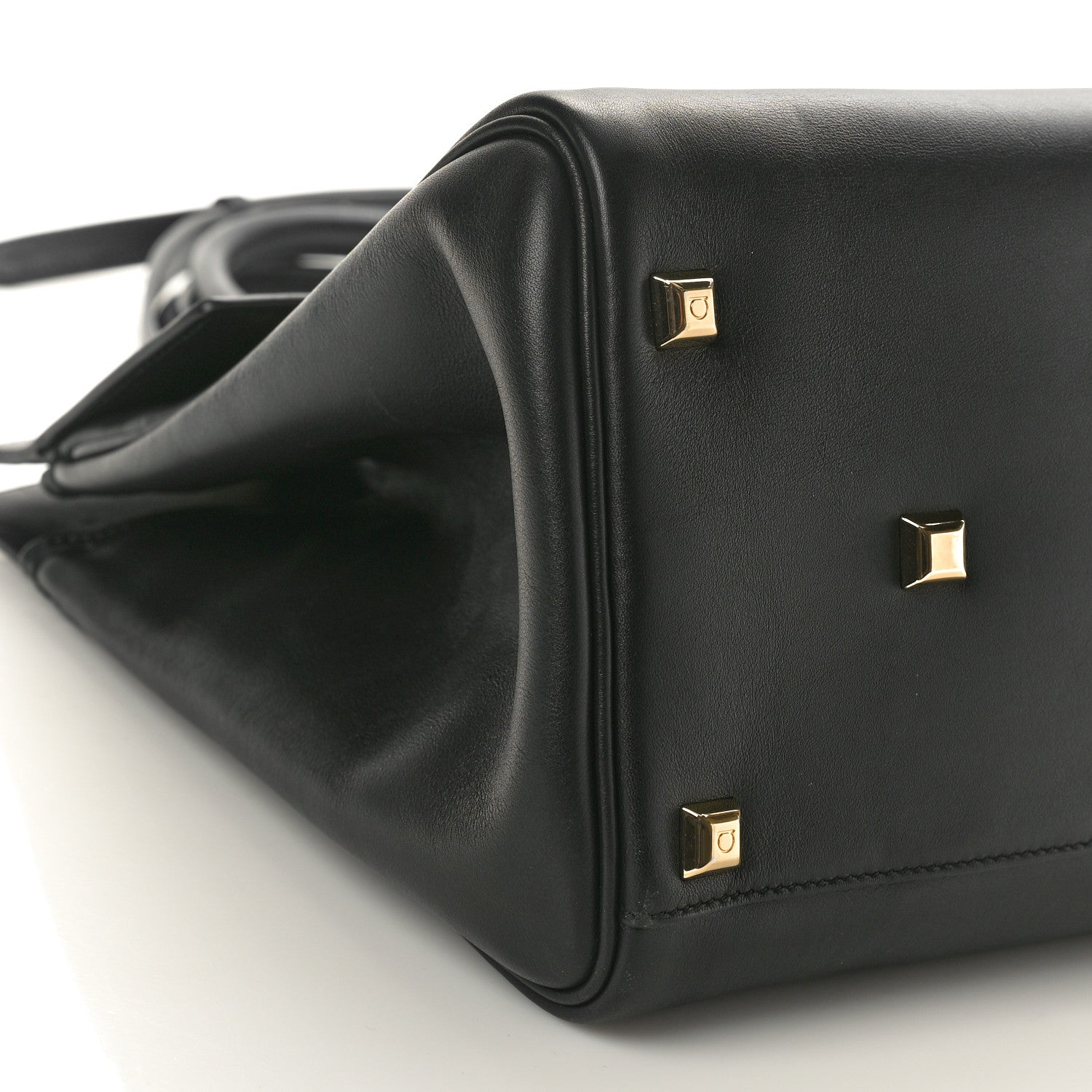 Salvatore Ferragamo Calfskin Large Studio Bag Black 9 of 10