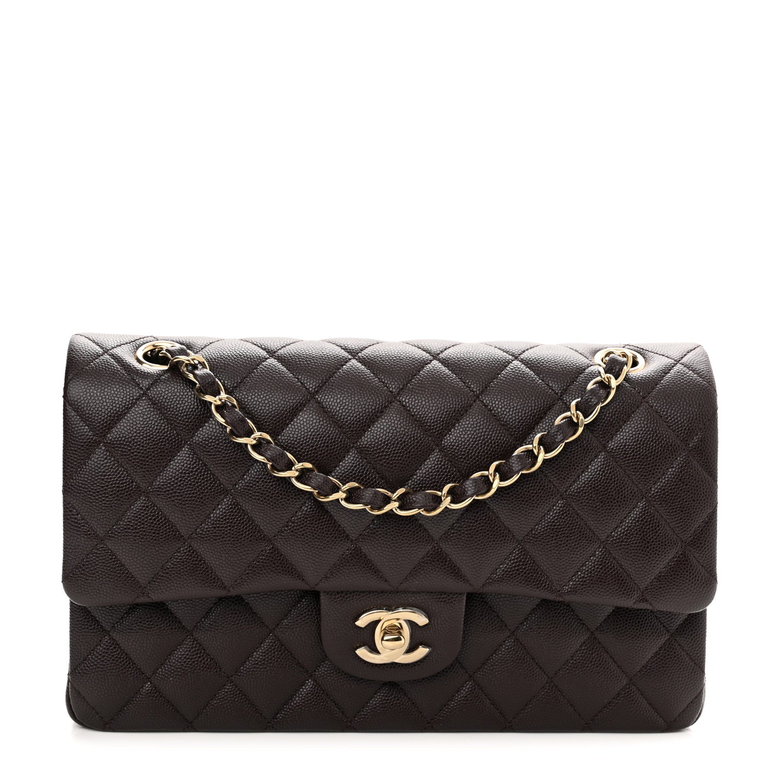 Chanel Caviar Quilted Medium Double Flap Dark Brown 1 of 9