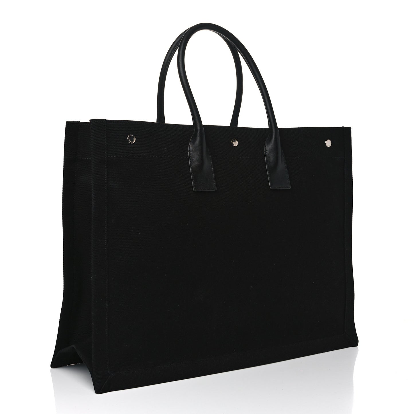 Linen Calfskin Rive Gauche Tote Black
