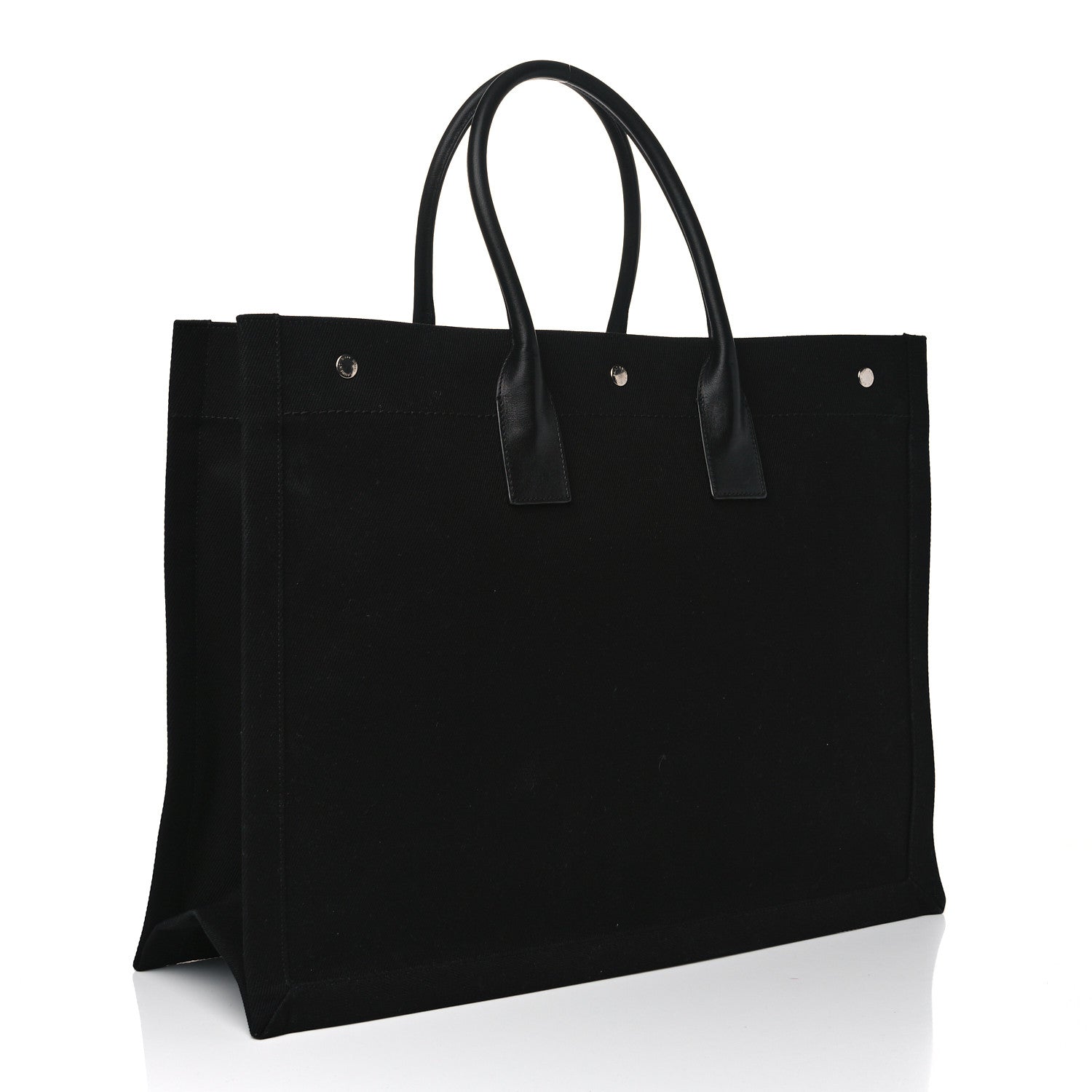 Saint Laurent Linen Calfskin Rive Gauche Tote Black 2 of 7