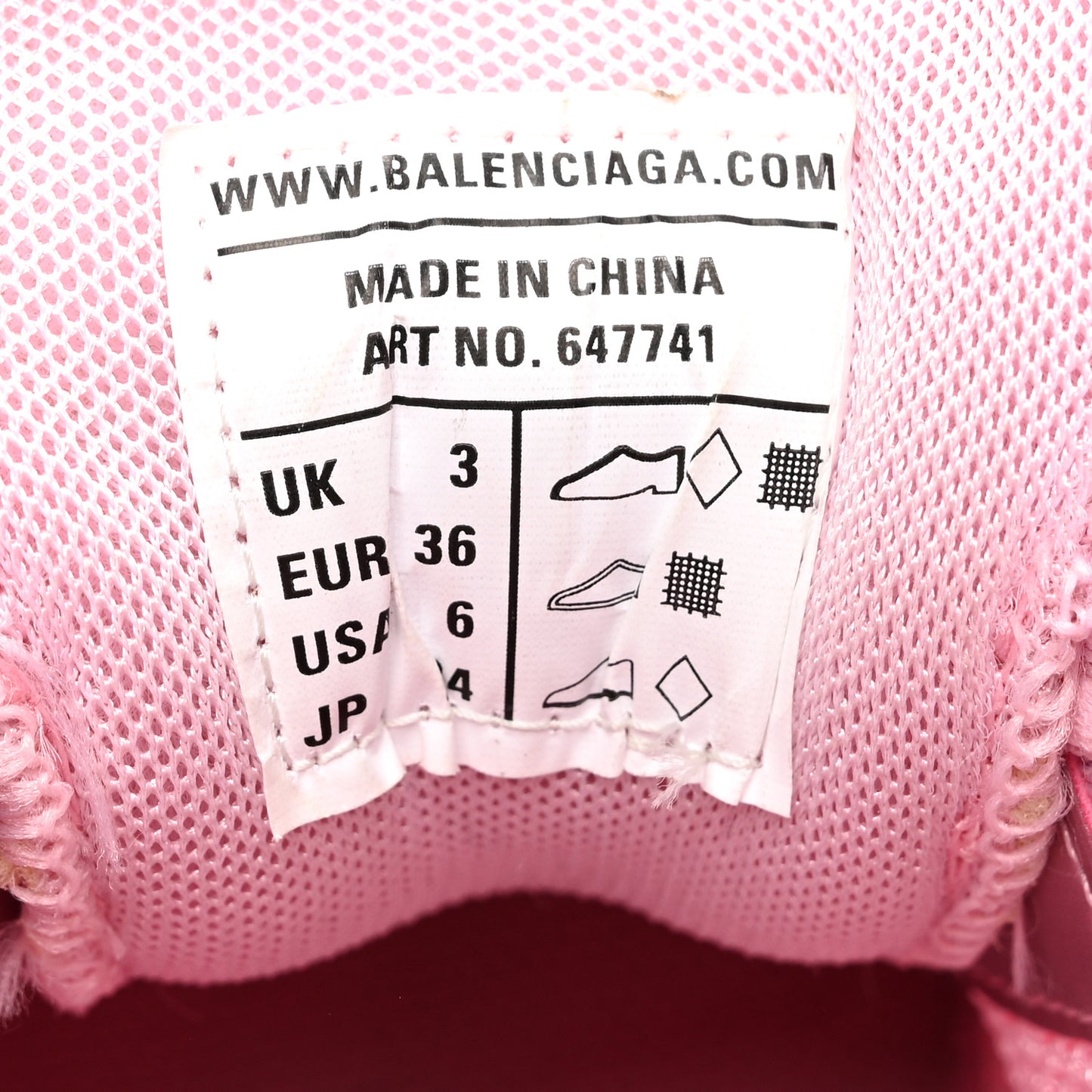 Fabric Mesh Clear Sole Womens Triple S Sneakers 36 Pink