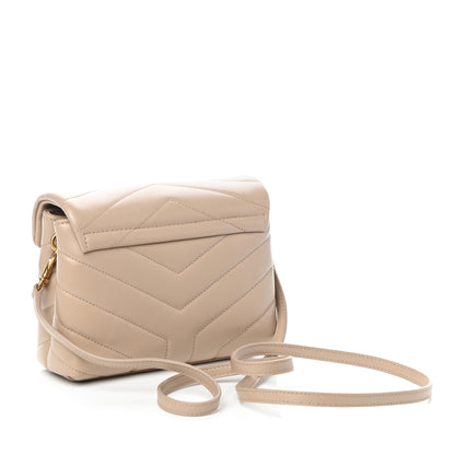 Saint Laurent Calfskin Y Quilted Monogram Toy Loulou Crossbody Bag Dark Beige 3 of 9