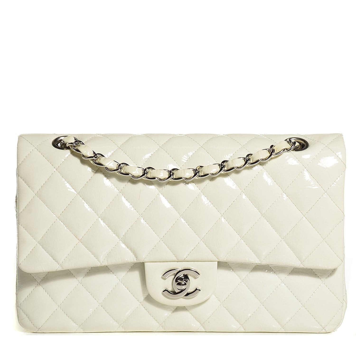 Chanel Patent Quilted Medium Double Flap White 1 of 8