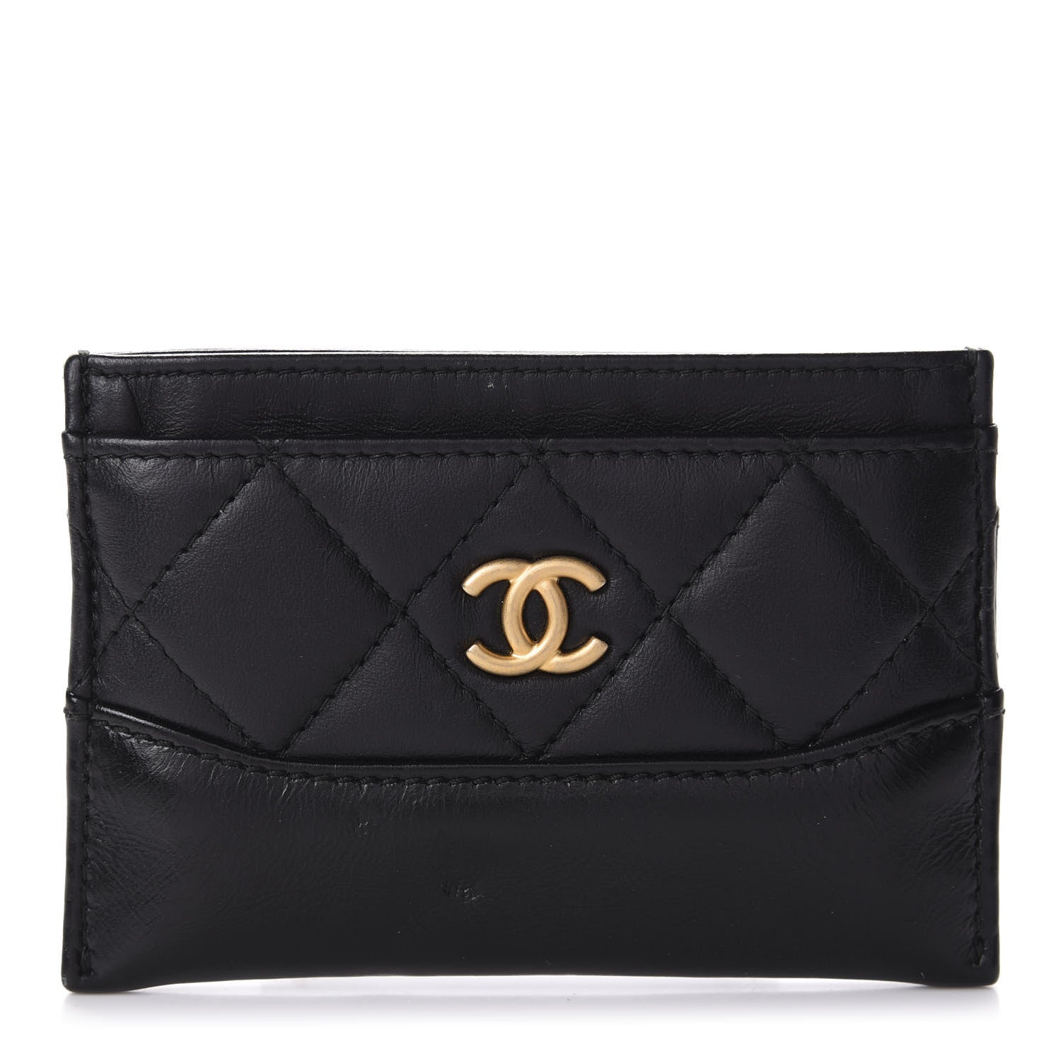 Chanel Aged Calfskin Quilted Gabrielle Card Holder Black 1 of 9