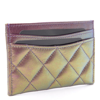 Chanel Iridescent Lambskin Quilted Card Holder Purple 3 of 11