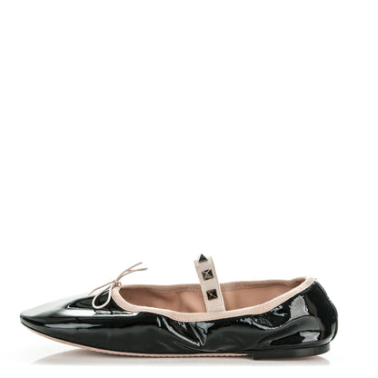 Valentino Garavani Patent Rockstud Ballerina Flats 39 Black 1 of 8