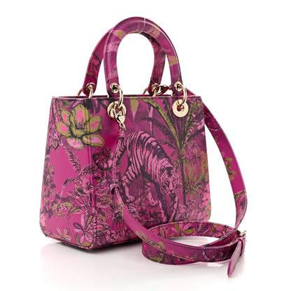Christian Dior Calfskin Printed Toile De Jouy Medium Lady Dior Pink Multicolor 3 of 12