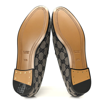 Gucci Monogram Malaga Kid Horsebit Womens Jordaan Loafers 38.5 Beige Blue 6 of 10