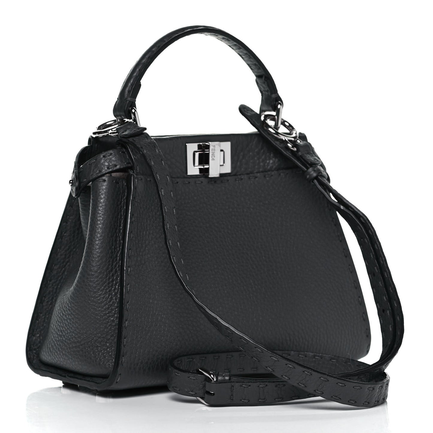 Cuoio Romano Selleria Bi-Color Mini Peekaboo Iconic Satchel Asfalto Latte