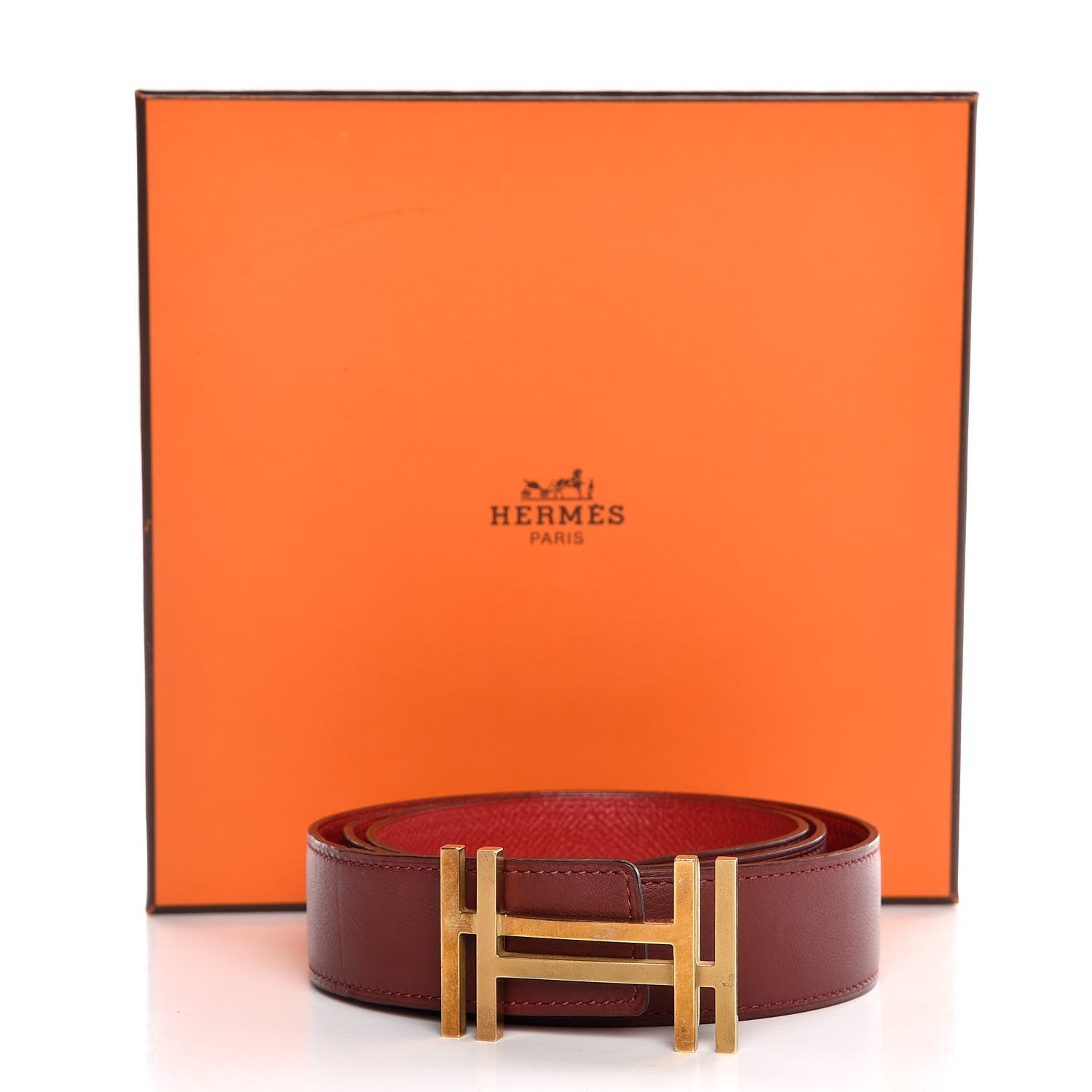 Hermes Swift Epsom 32mm Au Carre H Belt 90 Rouge H Rouge Casaque 7 of 7