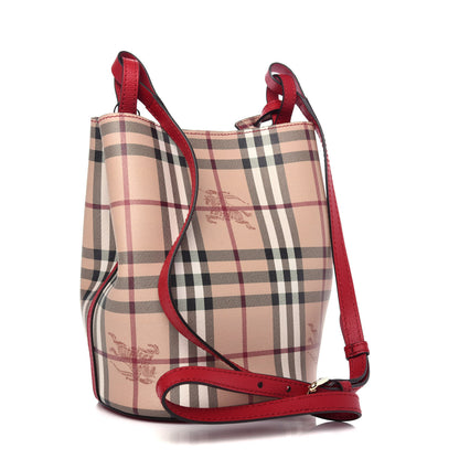Burberry Haymarket Check Colours Small Lorne Bucket Crossbody Poppy Red 3 of 9