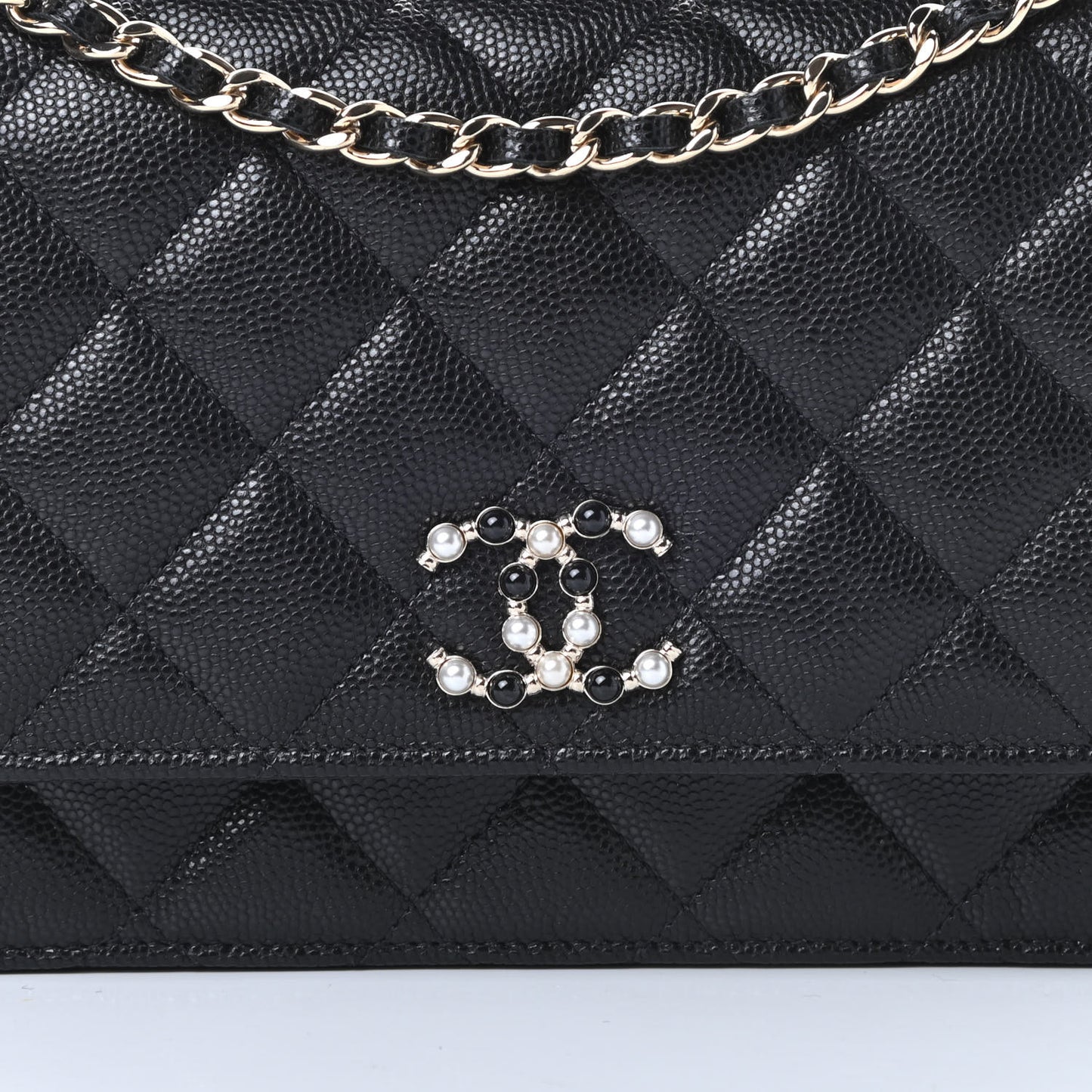 Caviar Quilted Coco Candy Wallet On Chain WOC Black