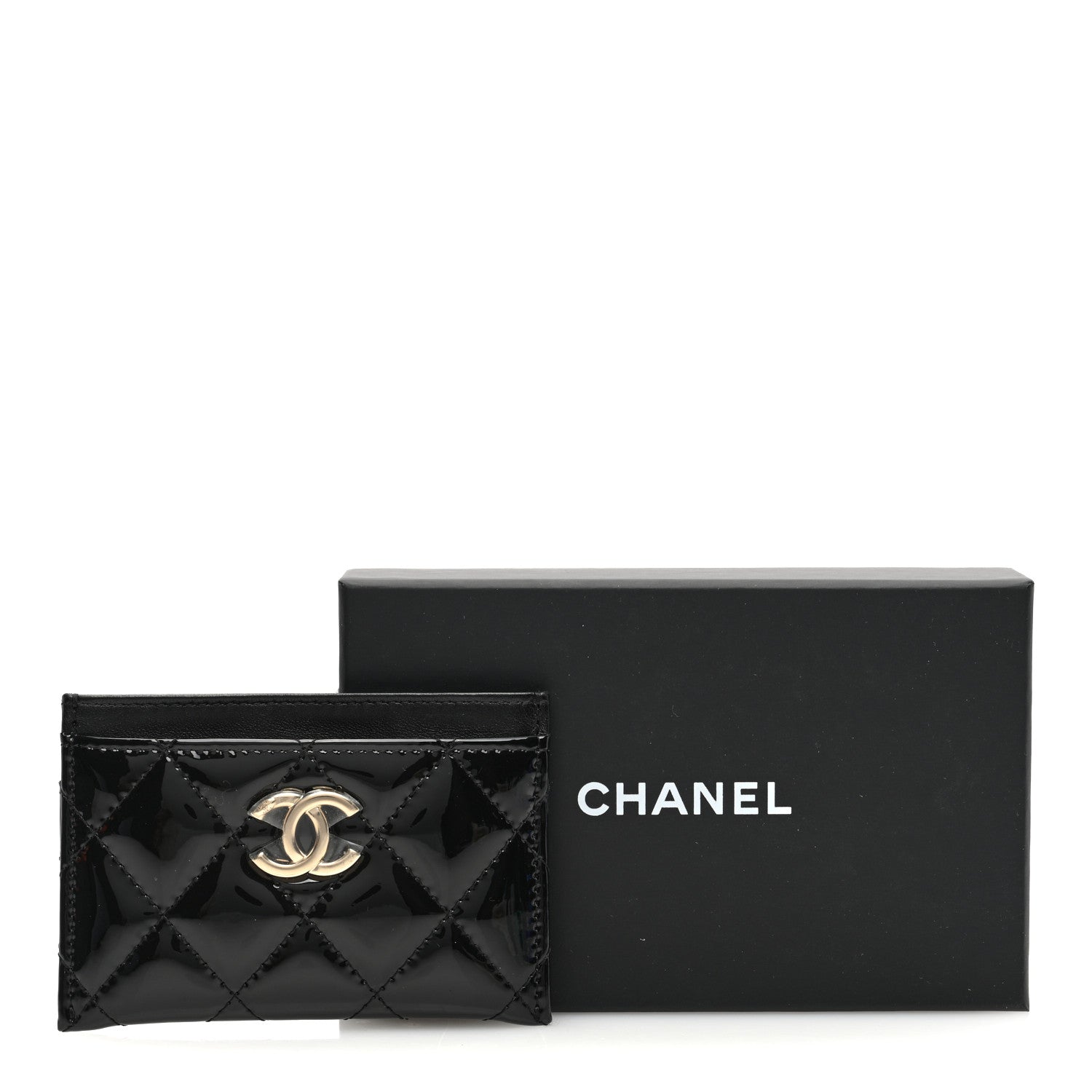 Chanel Patent Calfskin Quilted Card Holder Black 8 of 8