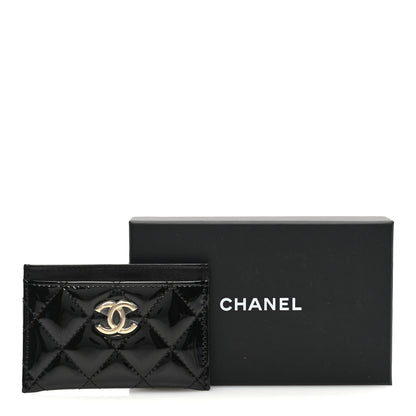 Chanel Patent Calfskin Quilted Card Holder Black 8 of 8