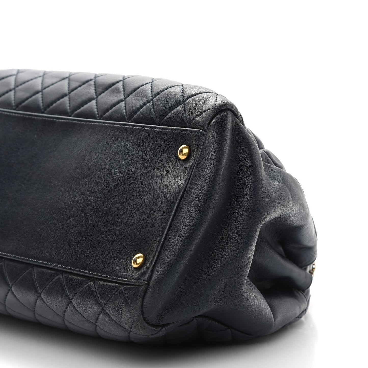 Calfskin Quilted Shoulder Bag Navy Blue