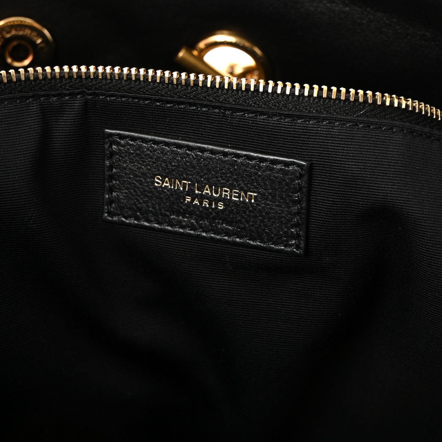 Lambskin Quilted Pochon Drawstring Tote Bag Black