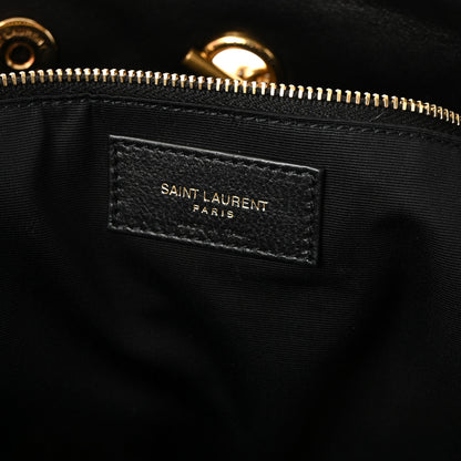 Saint Laurent Lambskin Quilted Pochon Drawstring Tote Bag Black 6 of 9