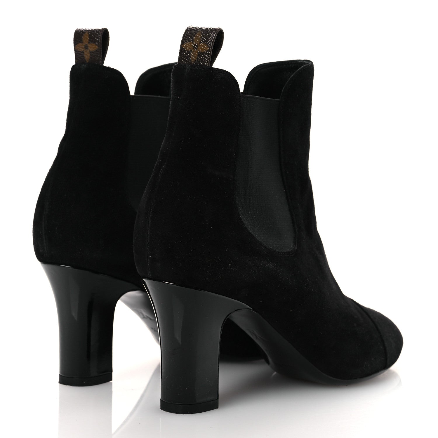 Louis Vuitton Suede Monogram Uniformes Cap Toe Chelsea 75mm Ankle Boots 37.5 Black 5 of 11