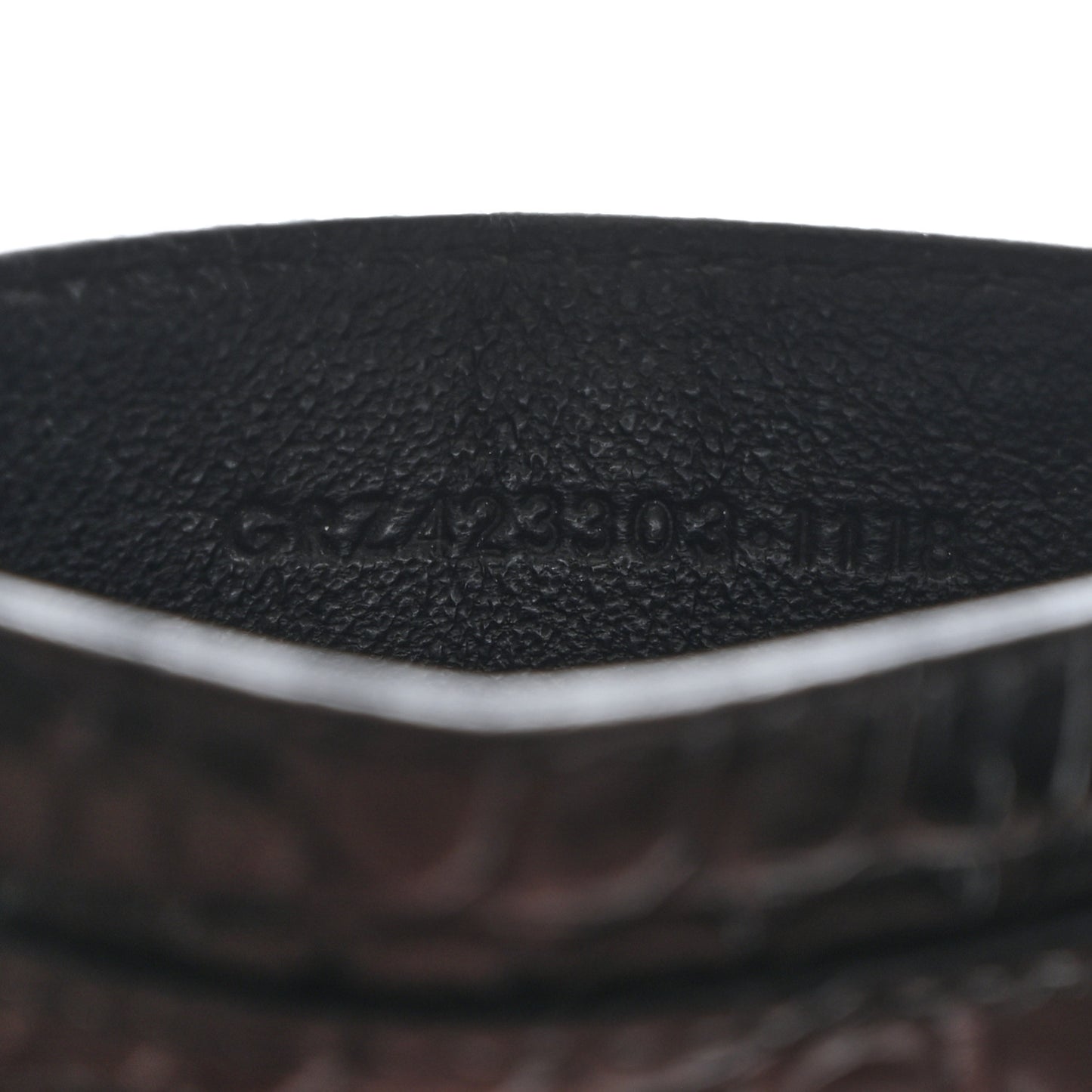 Calfskin Crocodile Embossed Monogram Credit Card Case Black