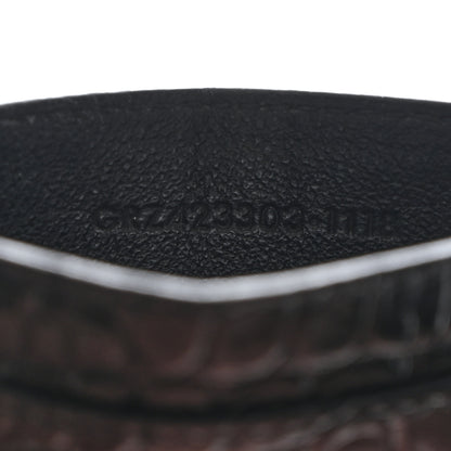 Saint Laurent Calfskin Crocodile Embossed Monogram Credit Card Case Black 7 of 7