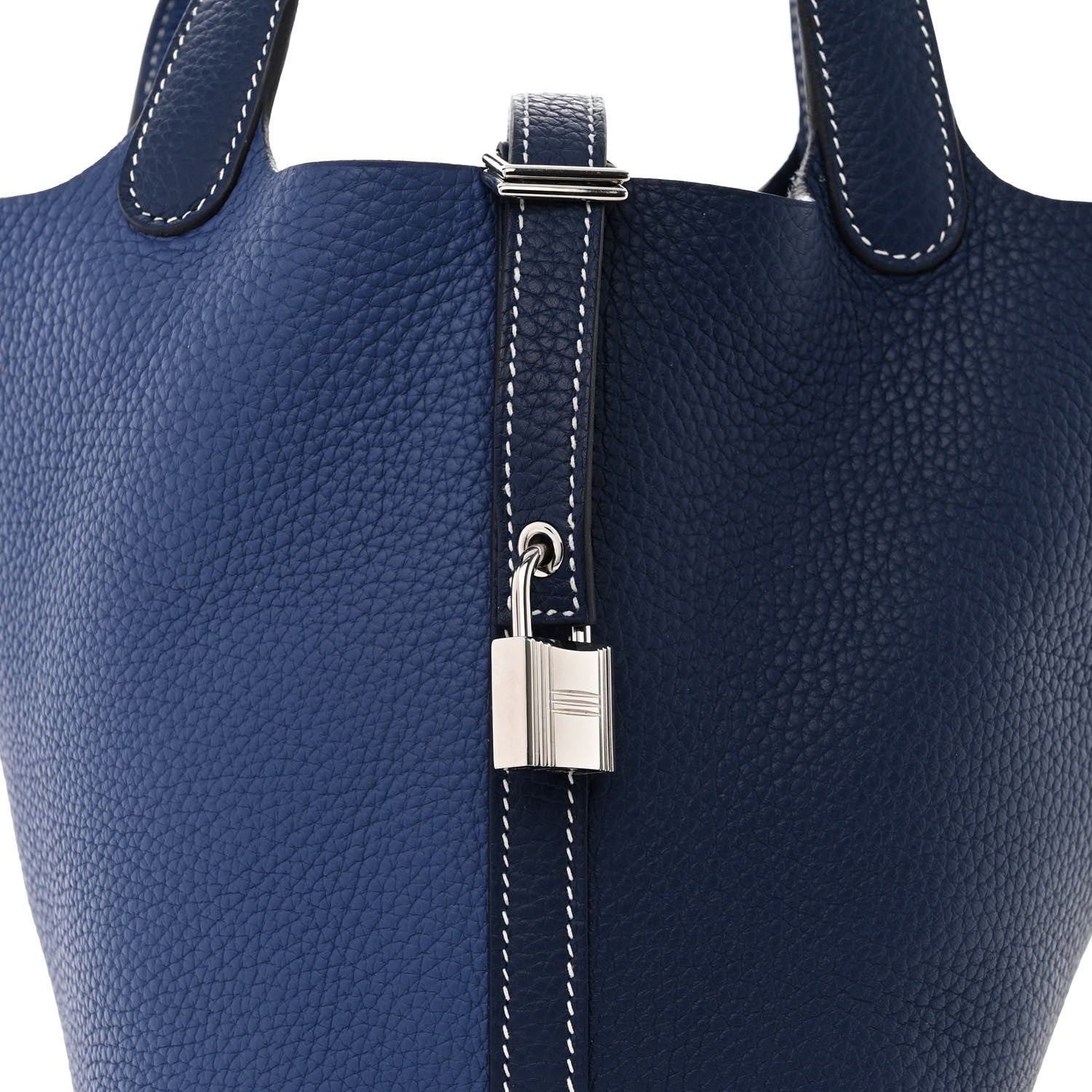 Hermes Taurillon Clemence Casaque Picotin Lock 18 PM Bleu Saphir Bleu Brighton 8 of 11