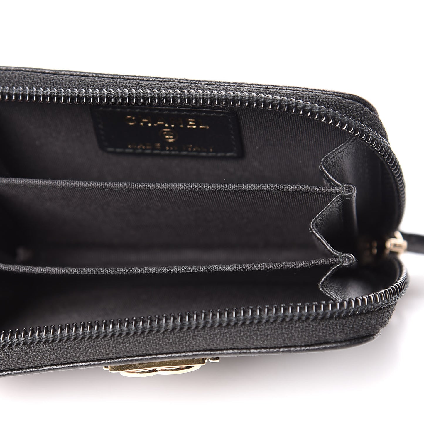 Caviar Quilted Boy Zip Around Coin Purse Wallet Black