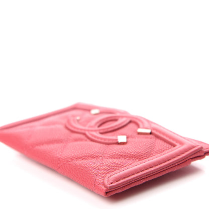 Chanel Caviar Quilted Filigree Card Holder Pink 10 of 11
