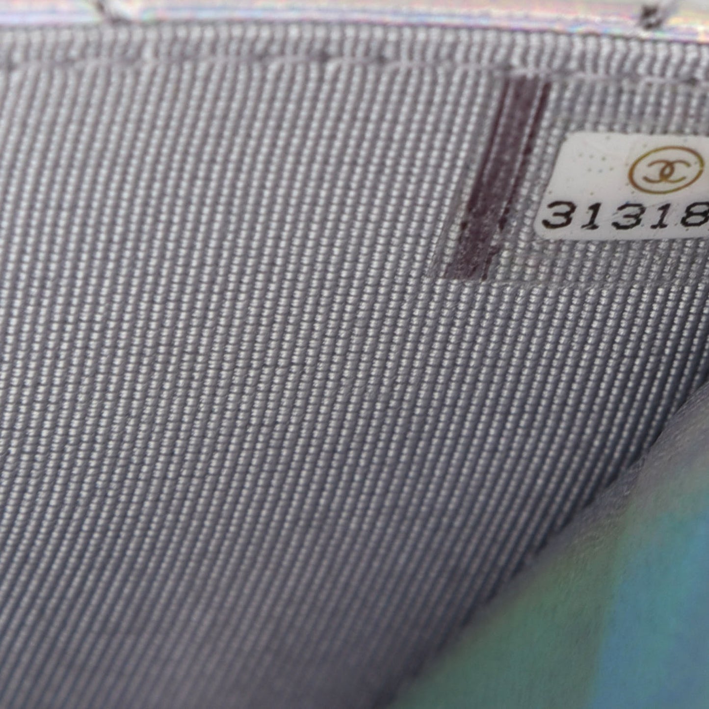 Iridescent Goatskin Quilted Wallet On Chain WOC Silver