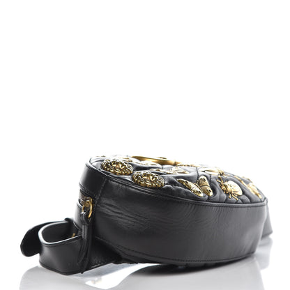 Gucci Calfskin Matelasse Animal Studs GG Marmont Belt Bag 85 34 Black 4 of 12