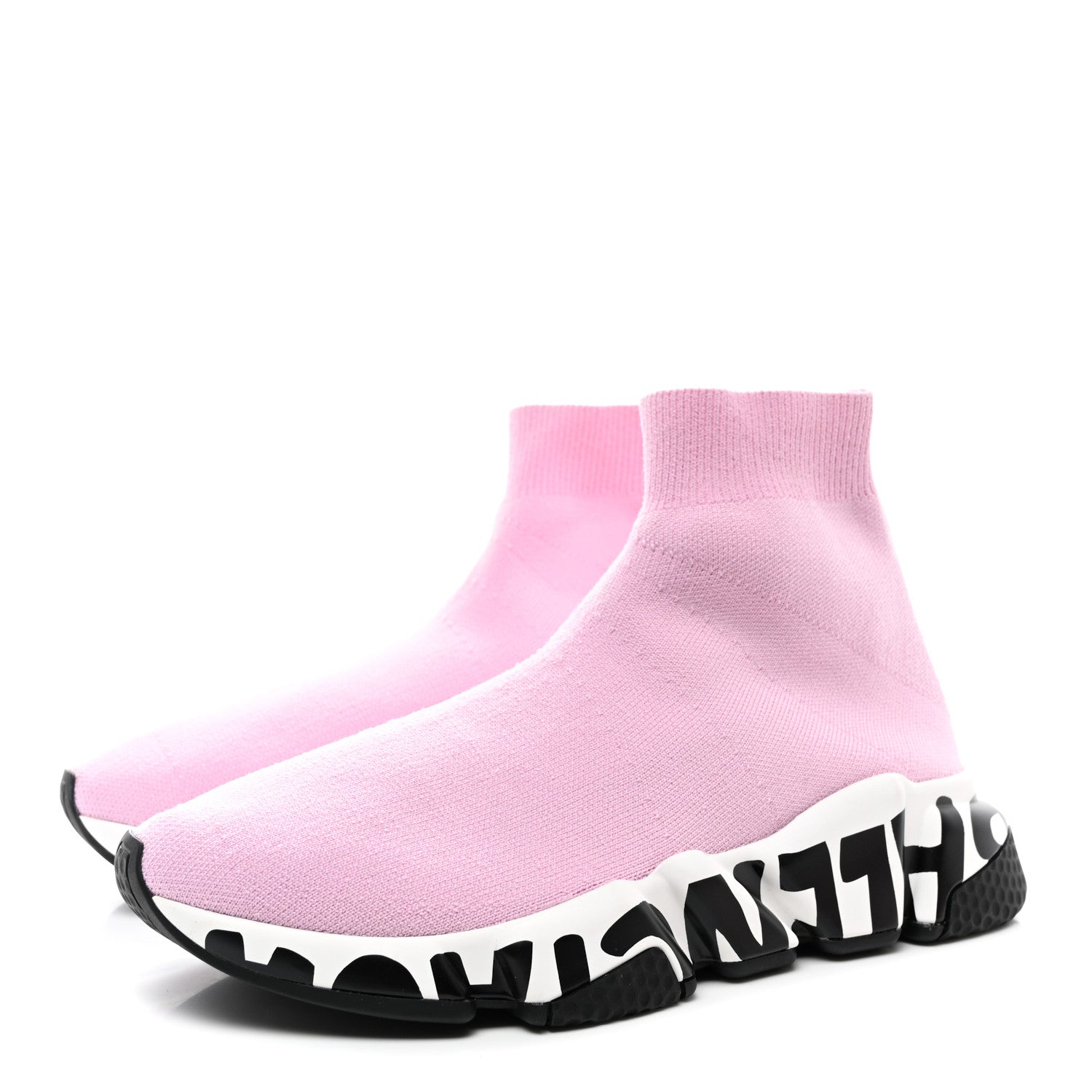 Balenciaga Neoprene Knit Womens Speed Graffiti Sneakers 36 Light Pink White Black 3 of 11