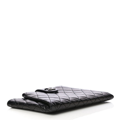 Chanel Aged Calfskin Quilted Zip Clutch Black 4 of 22