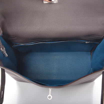 Hermes Togo Horseshoe Kelly Retourne 35 Etain Bleu Tempete 8 of 36