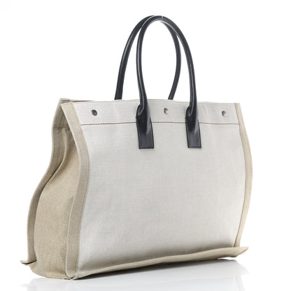 Saint Laurent Linen Calfskin Rive Gauche Tote Optic White 3 of 13