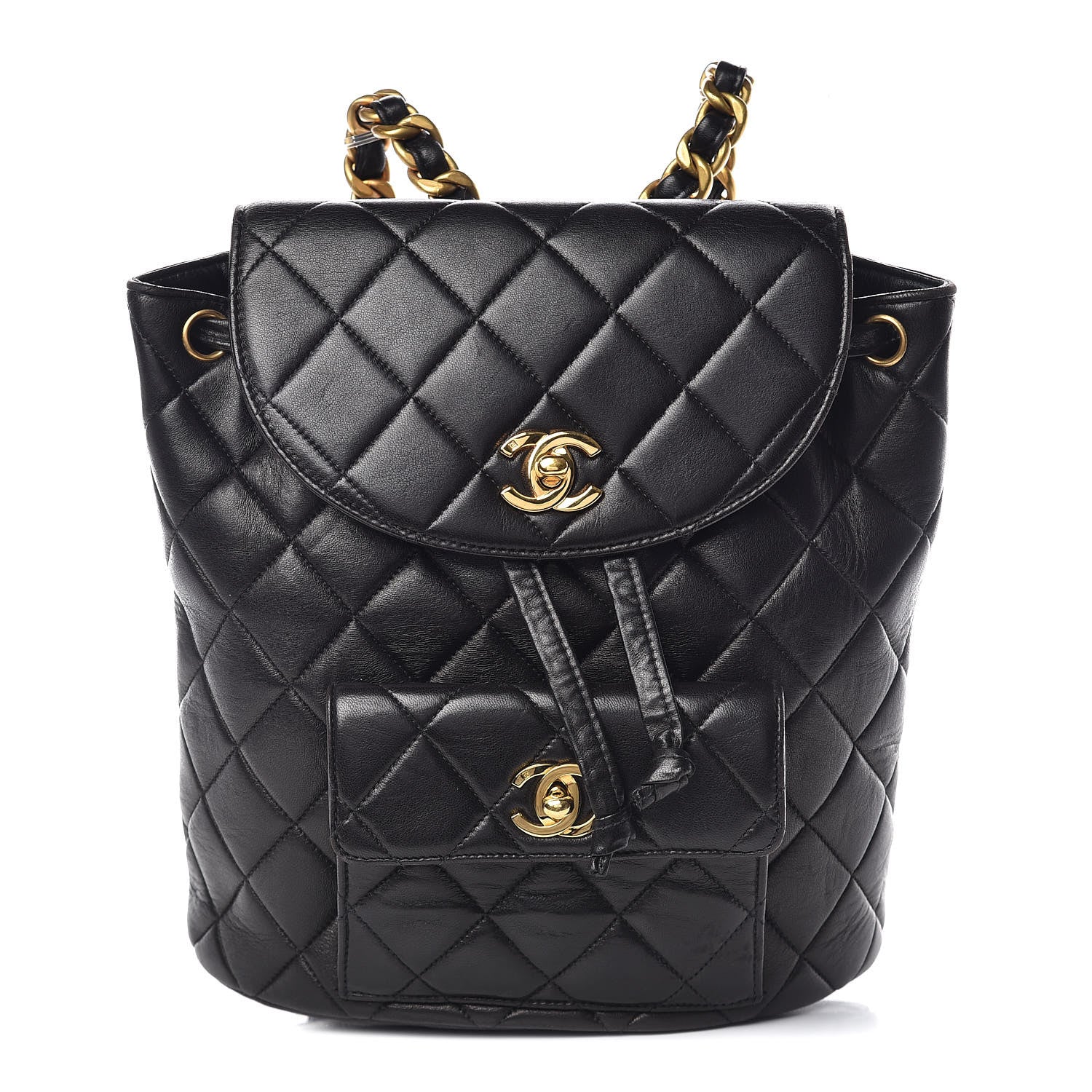 Chanel Lambskin Quilted Drawstring Backpack Black 1 of 10